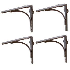 Hammer & Tongs Curved Iron Shelf Bracket - D205mm - Raw - Pack of 4