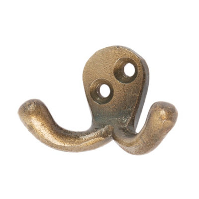 Hammer & Tongs Double Coat Hook - W50mm x H35mm - Brass