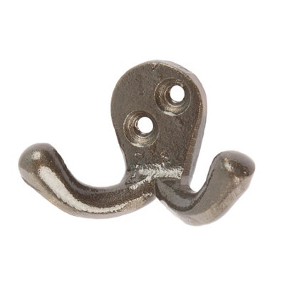 Hammer & Tongs Double Coat Hook - W50mm x H35mm - Raw