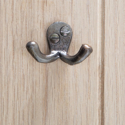 Hammer & Tongs Double Coat Hook - W50mm x H35mm - Raw