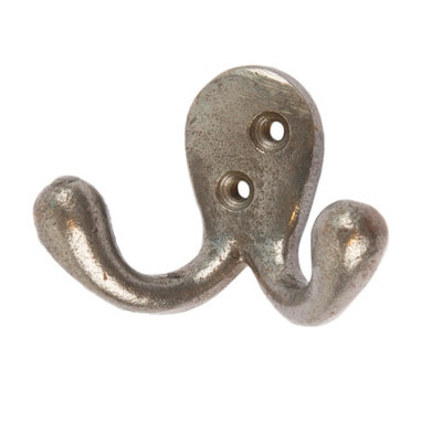 Hammer & Tongs Double Coat Hook - W70mm x H50mm - Raw