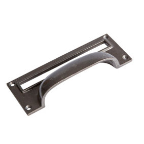 Hammer & Tongs - Filing Cabinet Cup Handle with Card Frame - W130mm x H50mm - Raw