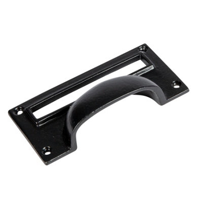 Hammer & Tongs Filing Cabinet Drawer Pull with Card Frame - W100mm x H50mm - Black