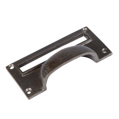 Hammer & Tongs Filing Cabinet Drawer Pull with Card Frame - W100mm x H50mm - Raw