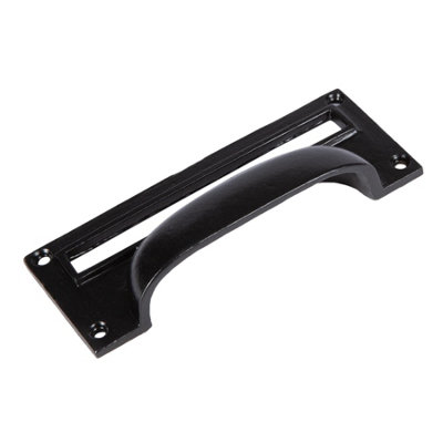 Hammer & Tongs Filing Cabinet Drawer Pull with Card Frame - W130mm x H50mm - Black