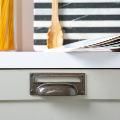 Hammer & Tongs Filing Cabinet Drawer Pull with Card Frame - W130mm x H50mm - Black