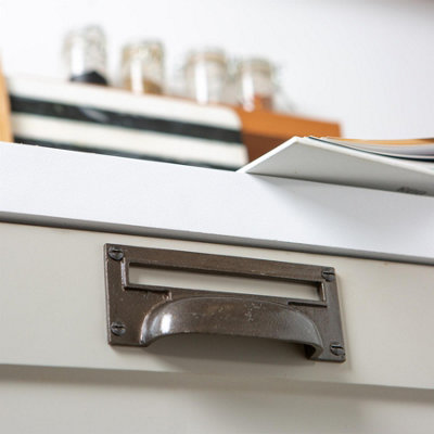 Hammer & Tongs Filing Cabinet Drawer Pull with Card Frame - W130mm x H50mm - Black