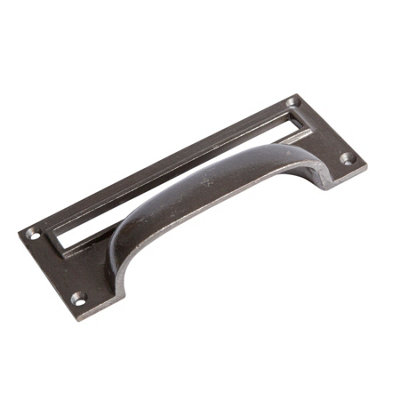 Hammer & Tongs Filing Cabinet Drawer Pull with Card Frame - W130mm x H50mm - Raw