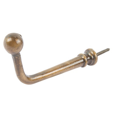 Hammer & Tongs Flat Top Screw Hook - W20mm x H60mm - Brass