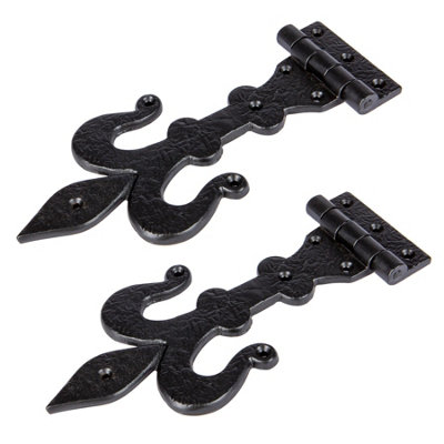 Hammer & Tongs Fleur De Lis T-Hinge - W235mm - Black - Pack of 2