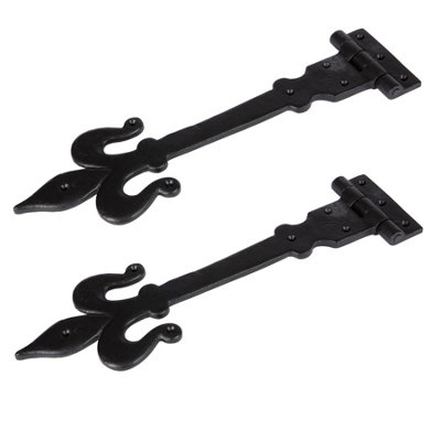 Hammer & Tongs Fleur De Lis T-Hinge - W405mm - Black - Pack of 2