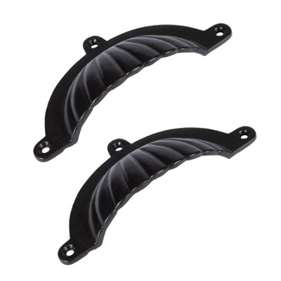 Hammer & Tongs Fluted Cabinet Drawer Pull - W130mm x H60mm - Black - Pack of 2