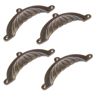 Hammer & Tongs Fluted Cabinet Drawer Pull - W130mm x H60mm - Brass - Pack of 4