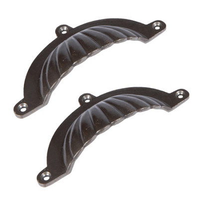 Hammer & Tongs Fluted Cabinet Drawer Pull - W130mm x H60mm - Raw - Pack of 2
