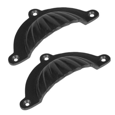 Hammer & Tongs Fluted Cabinet Drawer Pull - W95mm x H50mm - Black - Pack of 2