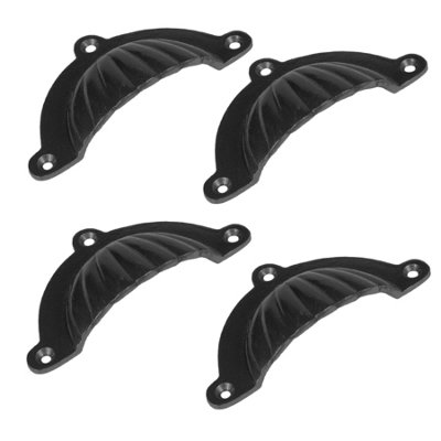 Hammer & Tongs Fluted Cabinet Drawer Pull - W95mm x H50mm - Black - Pack of 4