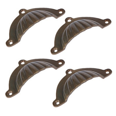 Hammer & Tongs Fluted Cabinet Drawer Pull - W95mm x H50mm - Brass - Pack of 4