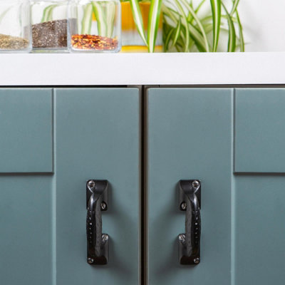 Hammer & Tongs Forged Barn Door Handle - H100mm - Black - Pack of 2