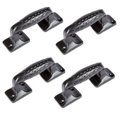 Hammer & Tongs Forged Barn Door Handle - H100mm - Black - Pack of 4