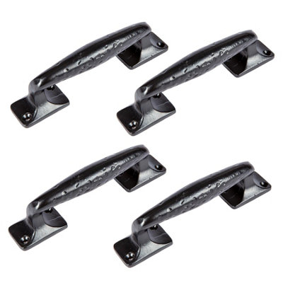 Hammer & Tongs Forged Barn Door Handle - H150mm - Black - Pack of 4