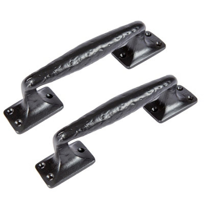 Hammer & Tongs Forged Barn Door Handle - H205mm - Black - Pack of 2