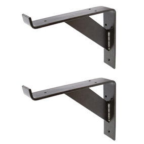 Hammer & Tongs Gallows Style Scaffold Board Shelf Bracket - D240mm - Black - Pack of 2