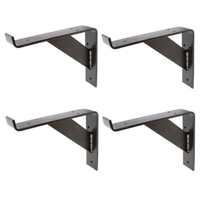 Hammer & Tongs Gallows Style Scaffold Board Shelf Bracket - D240mm - Black - Pack of 4