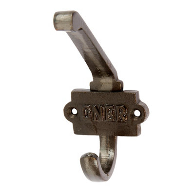 Hammer & Tongs Great North of England Railway Double Wall Hook - W53mm x H101mm - Raw