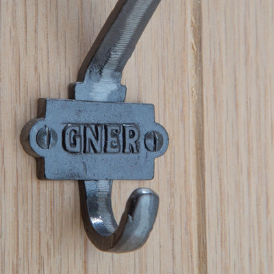 Hammer & Tongs Great North of England Railway Double Wall Hook - W53mm x H101mm - Raw