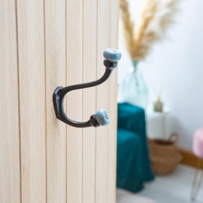 Hammer & Tongs Grey Ceramic Ball Hat & Coat Hook - W30mm x H105mm - Raw