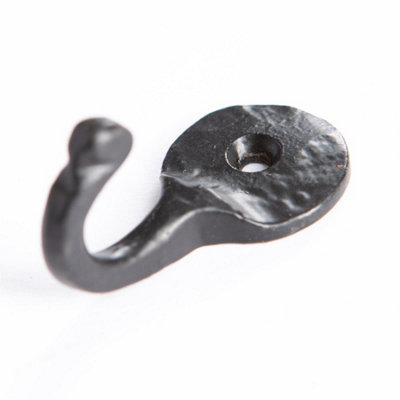 Hammer & Tongs Hammered Round Plate Single Hook - W25mm x H45mm - Black