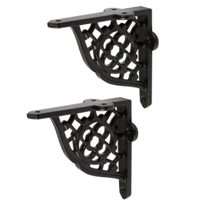 Hammer & Tongs Honeycomb Iron Shelf Bracket - D100mm - Black - Pack of 2