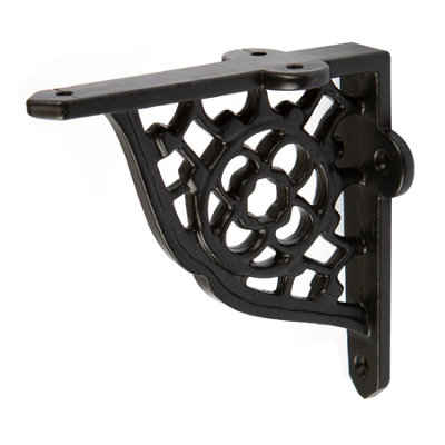 Hammer & Tongs Honeycomb Iron Shelf Bracket - D100mm - Black