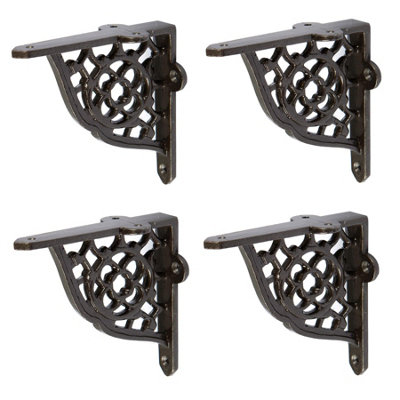 Hammer & Tongs Honeycomb Iron Shelf Bracket - D100mm - Raw - Pack of 4