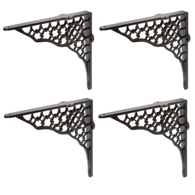 Hammer & Tongs Honeycomb Iron Shelf Bracket - D205mm - Black - Pack of 4