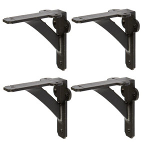 Hammer & Tongs Iron Shelf Bracket - D100mm - Black - Pack of 4