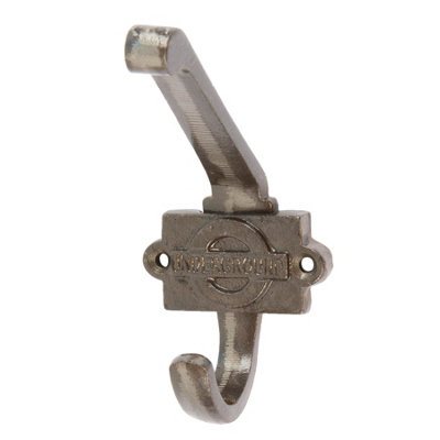 Hammer & Tongs London Underground Hat & Coat Hook - W55mm x H100mm - Raw
