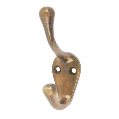 Hammer & Tongs Narrow Hat & Coat Hook - W25mm x H80mm - Brass