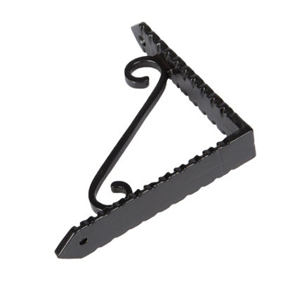 Hammer & Tongs Notched Scroll Iron Shelf Bracket - D105mm - Black - Pack of 4