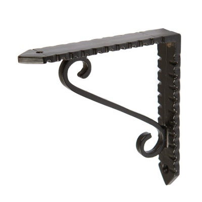 Hammer & Tongs - Notched Scroll Iron Shelf Bracket - D105mm - Black