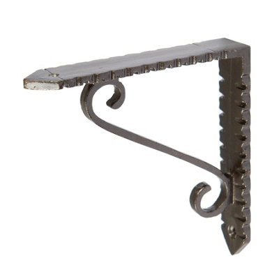 Hammer & Tongs - Notched Scroll Iron Shelf Bracket - D105mm - Raw