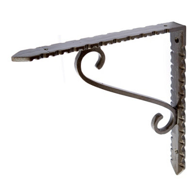 Hammer & Tongs Notched Scroll Iron Shelf Bracket - D205mm - Raw