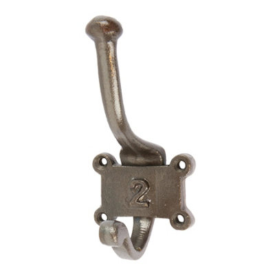 Hammer & Tongs Number 2 Double Wall Hook - W50mm x H115mm - Raw