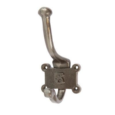 Hammer & Tongs Number 3 Double Wall Hook - W50mm x H115mm - Raw