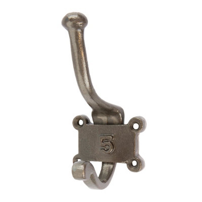 Hammer & Tongs Number 5 Double Wall Hook - W50mm x H115mm - Raw