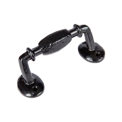 Hammer & Tongs - Offset Wrought Iron Door Handle - H115mm - Black