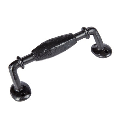 Hammer & Tongs - Offset Wrought Iron Door Handle - H300mm - Black