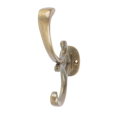 Hammer & Tongs Ornamental Hat & Coat Hook - W30mm x H130mm - Brass