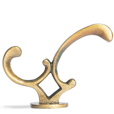 Hammer & Tongs Ornamental Hat & Coat Hook - W30mm x H130mm - Brass