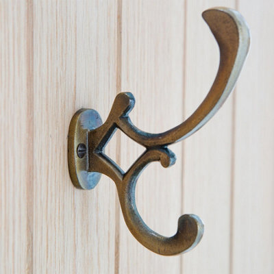 Hammer & Tongs Ornamental Hat & Coat Hook - W30mm x H130mm - Brass